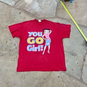 Vintage 2000s Betty Boop You Go Girl Cartoon Graphic T Shirt Men's XL Red